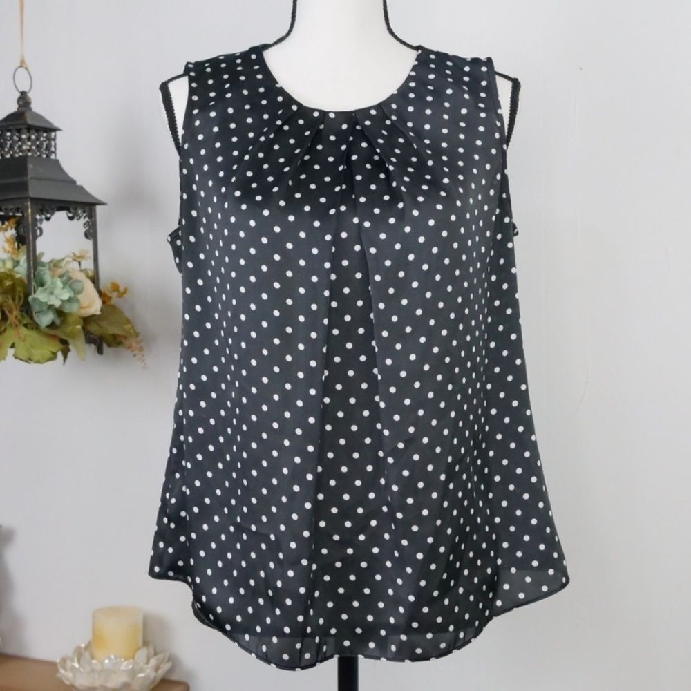 Jones New York Collection Petite Pleated Black & White Sleeveless Blouse Size 6P